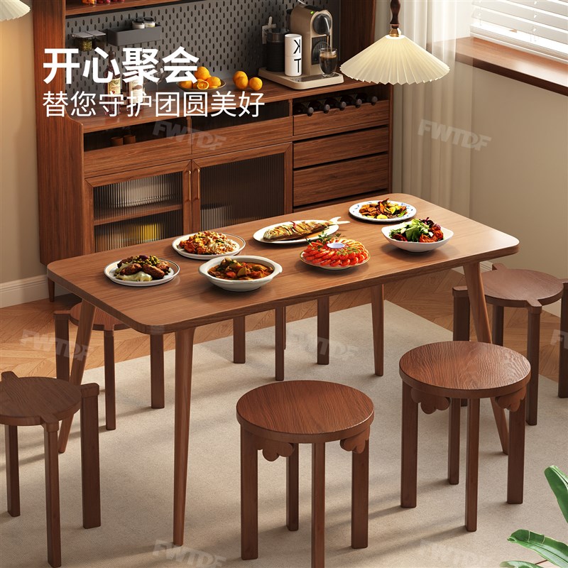 实木凳子客厅矮坐凳家用小板凳实用滑轮矮凳木凳餐椅六合一叠叠凳