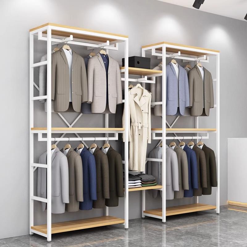服装店衣架男女童装衣服落地置物货架陈列墙壁挂衣展示架双层鞋架