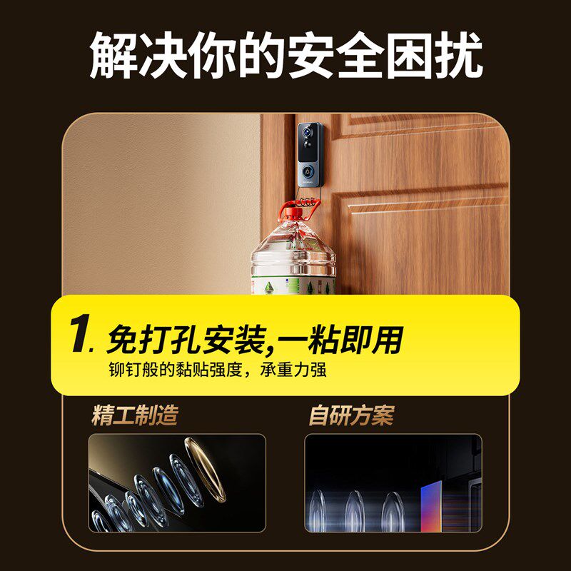 可视门铃家用监控入户门口电子猫眼360度无死角录摄影无线摄像头图片
