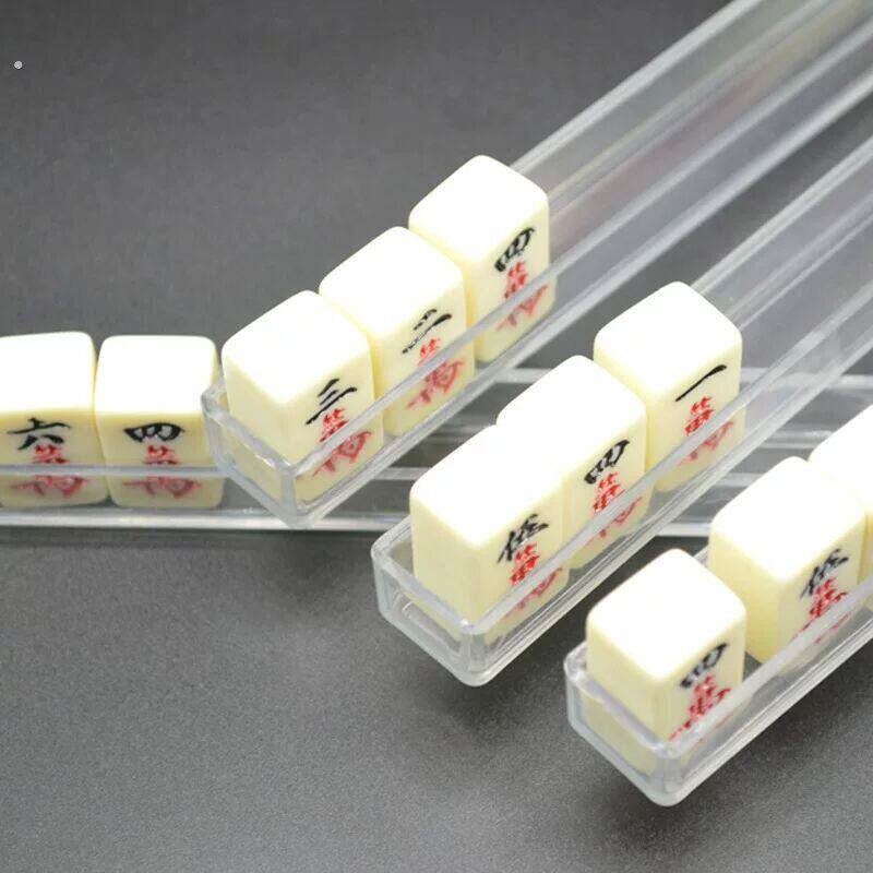 迷你麻将排尺理牌尺 亚克力透明便携式旅行麻将尺 4根装组合
