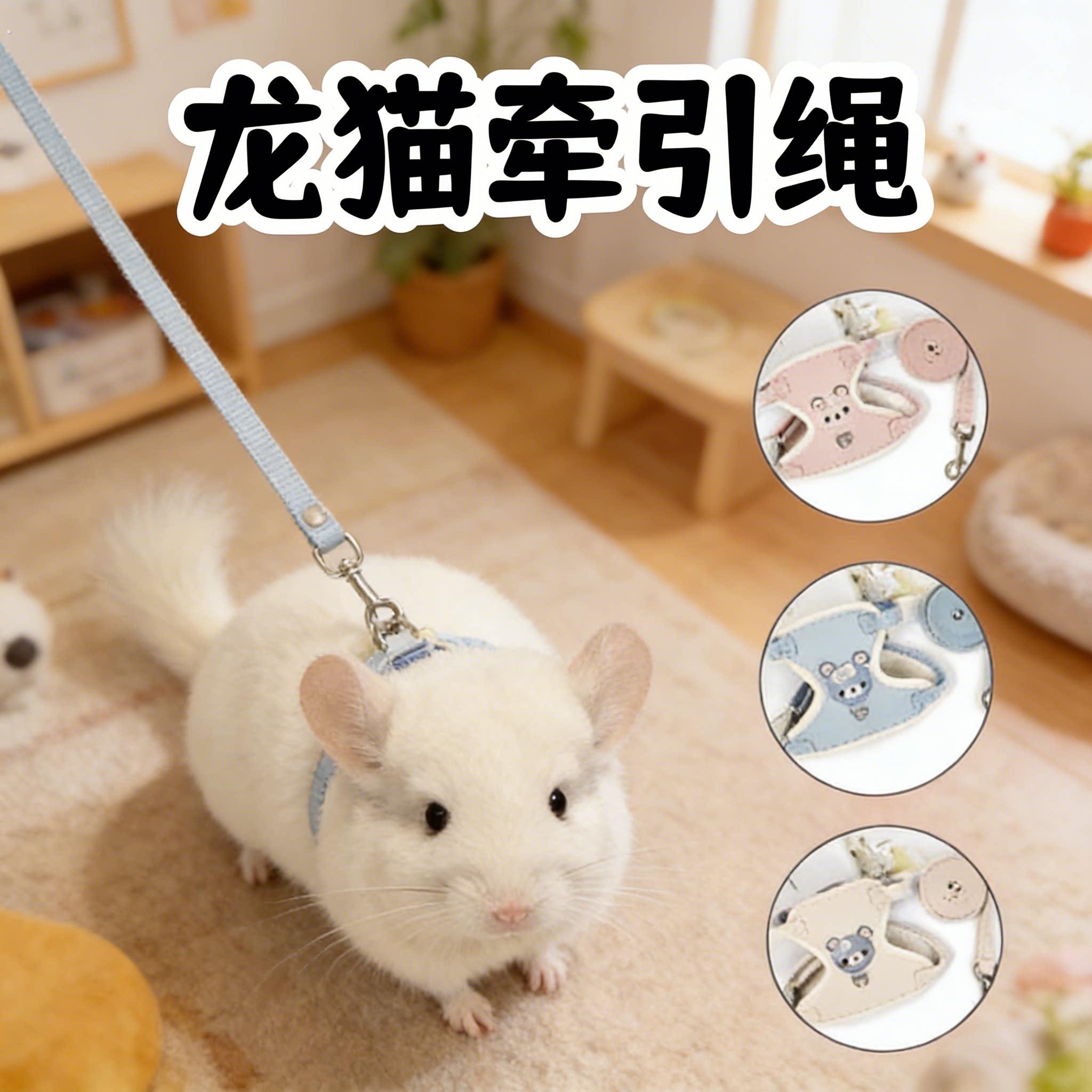 龙猫专用牵引绳子可调节伸缩外出遛溜防挣脱小型宠物外带放风用品