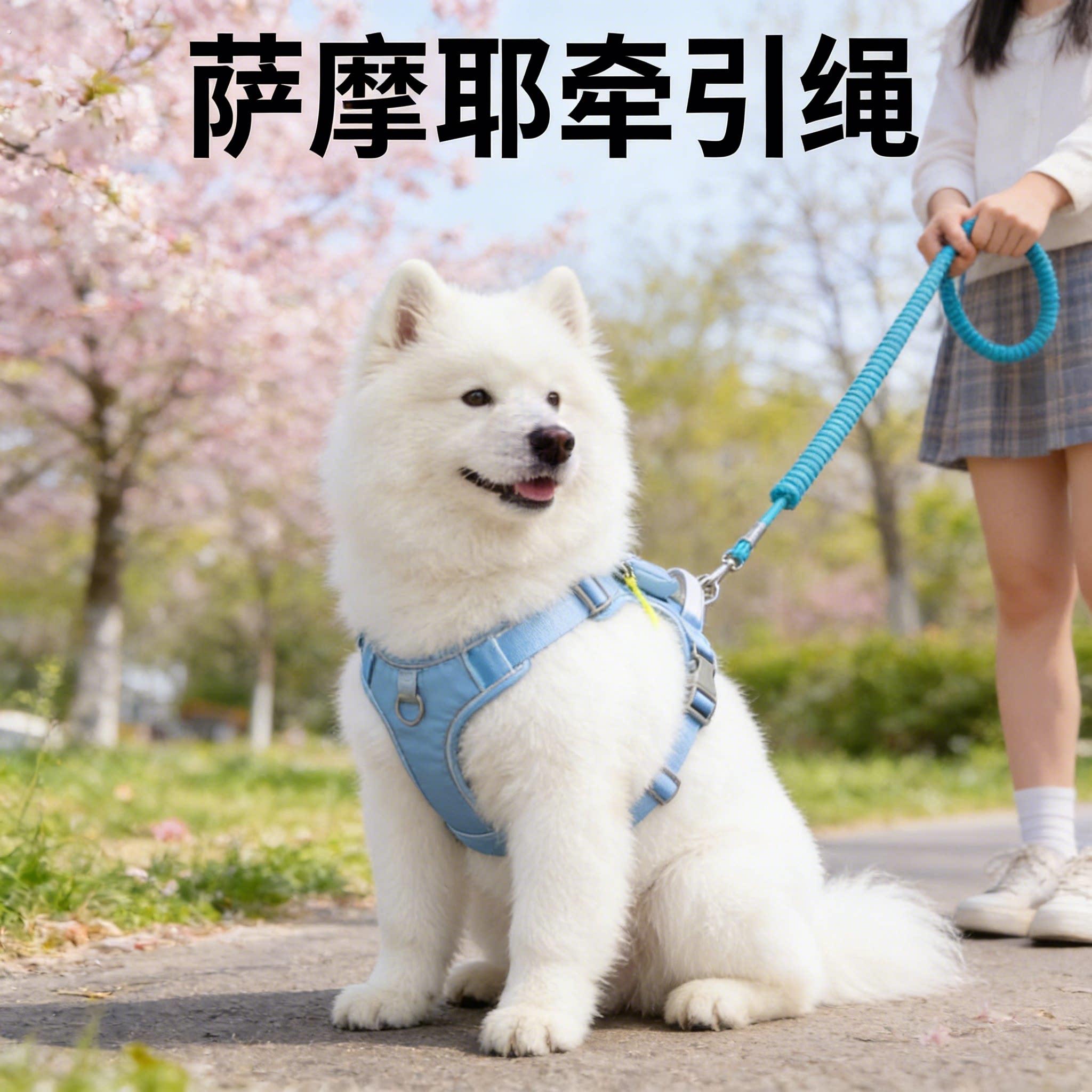 萨摩耶专用背心式牵引绳中大型犬幼犬外出防咬可伸缩耐用遛狗绳