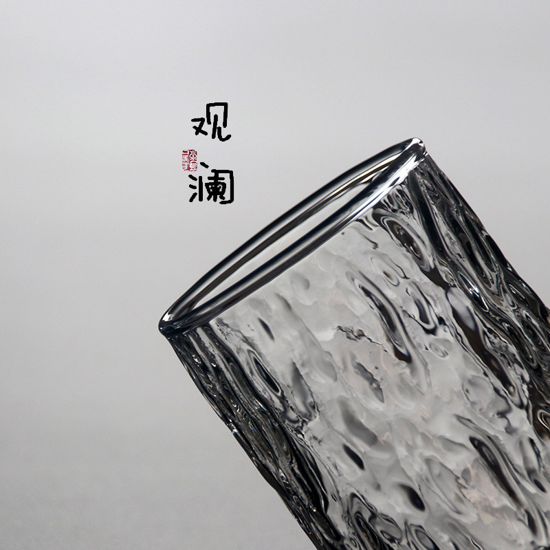 耐高温玻璃杯锤纹水杯绿茶杯圆形啤酒威士忌杯冷饮杯客厅喝水杯子