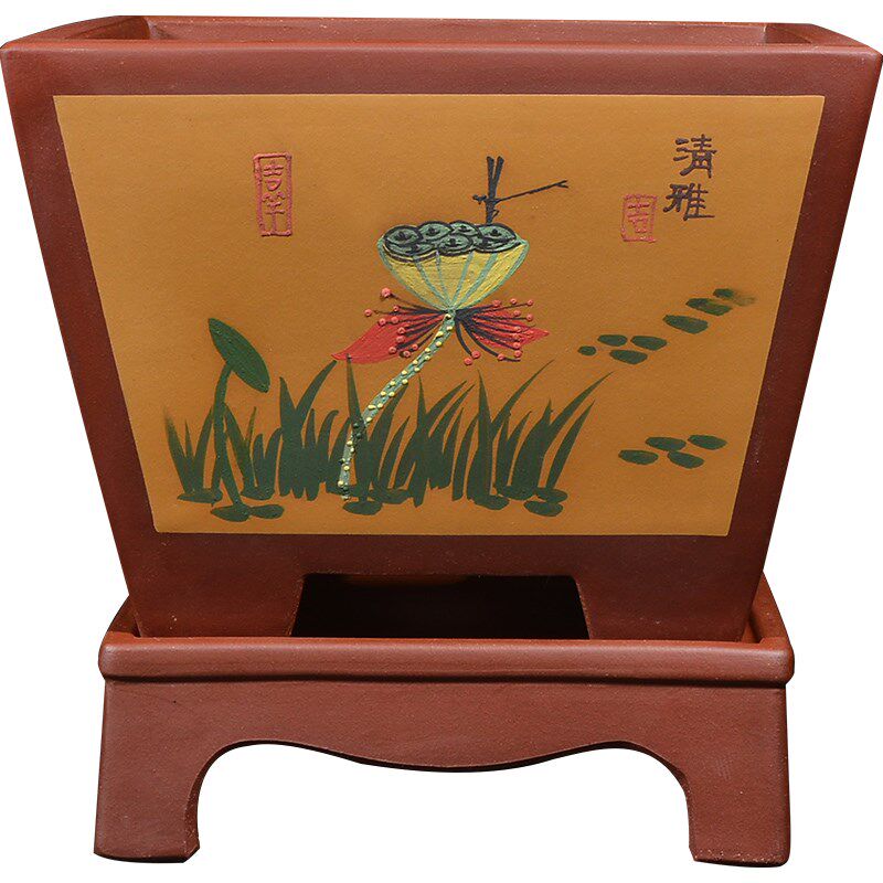 宜兴陶瓷紫砂花盆树桩绿植五针松盆景盆景盆悬崖式蝴蝶兰蓝花专用