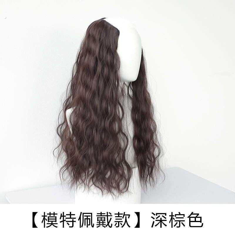 全真发羊毛卷水波纹假发女卷发大波浪直发自然一片式假发片