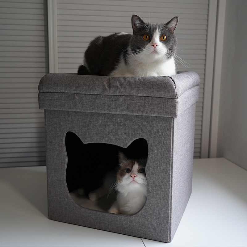 人猫共用沙发凳子窝组合猫屋狗窝封闭宠物家具床头柜猫窝冬季保暖