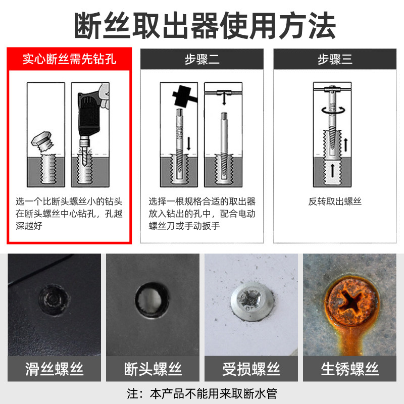 断丝取出器破损螺母螺栓取出器反牙套筒六角生锈螺丝钉取丝器套装