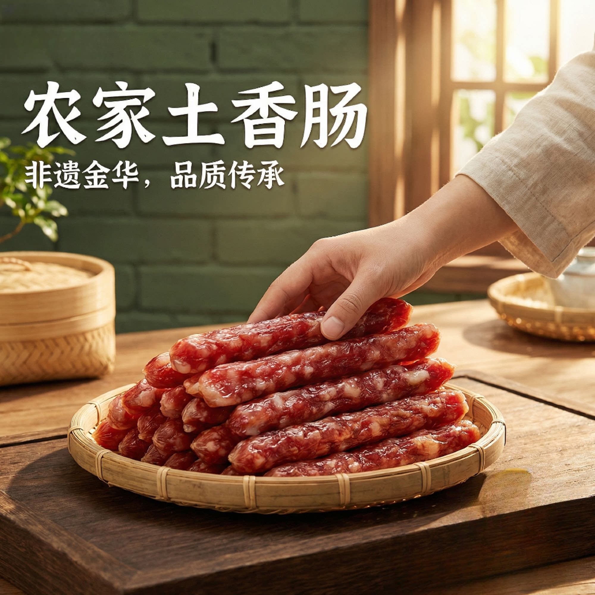 金华土香肠正宗浙江特产农家三肥七瘦土猪腊肠咸香风味香肠真空装