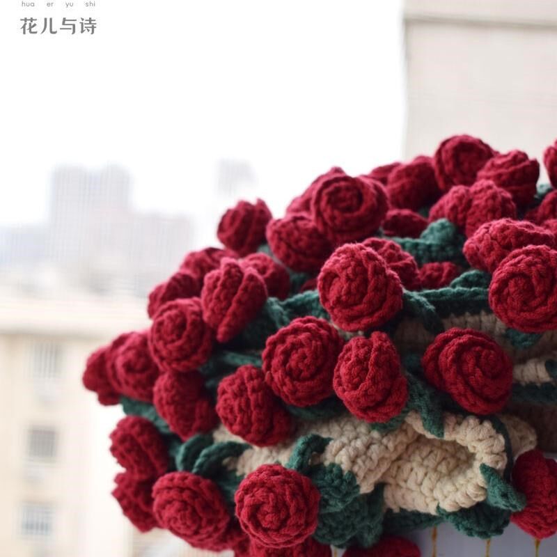 成品 一束花一张毯 手工编织玫瑰花抱毯春夏秋冬盖毯女神节日礼物