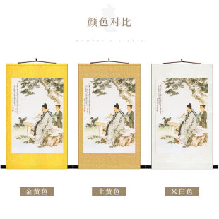 王维题诗图 古代文人诗人人物画 复古绢布卷轴挂画装饰画来图定制