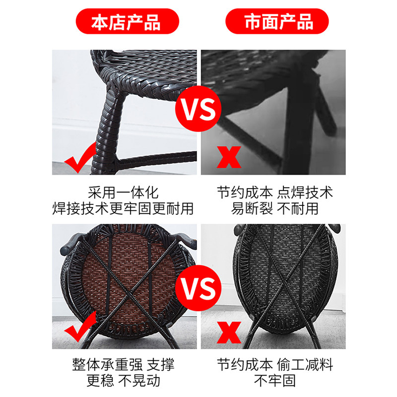 藤椅三件套茶桌家用阳台小桌椅单人靠背椅户外休闲滕椅子茶几组合