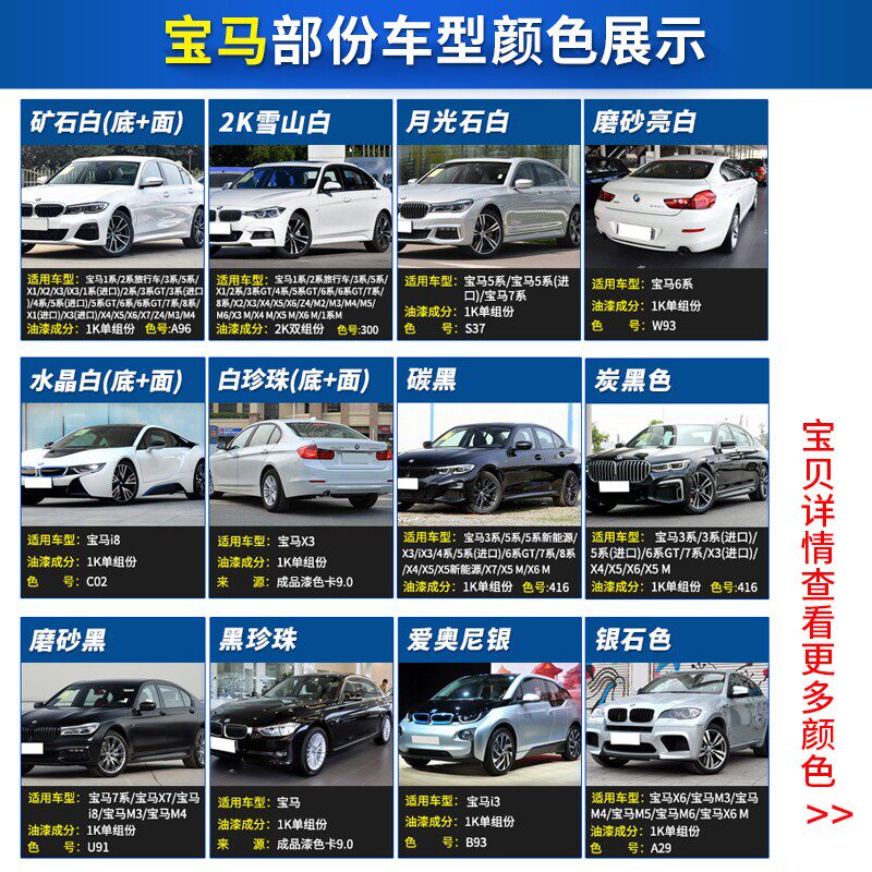 宝马汽车漆翻新修补桶装成品漆原厂金属漆防腐防锈亮光成品油漆