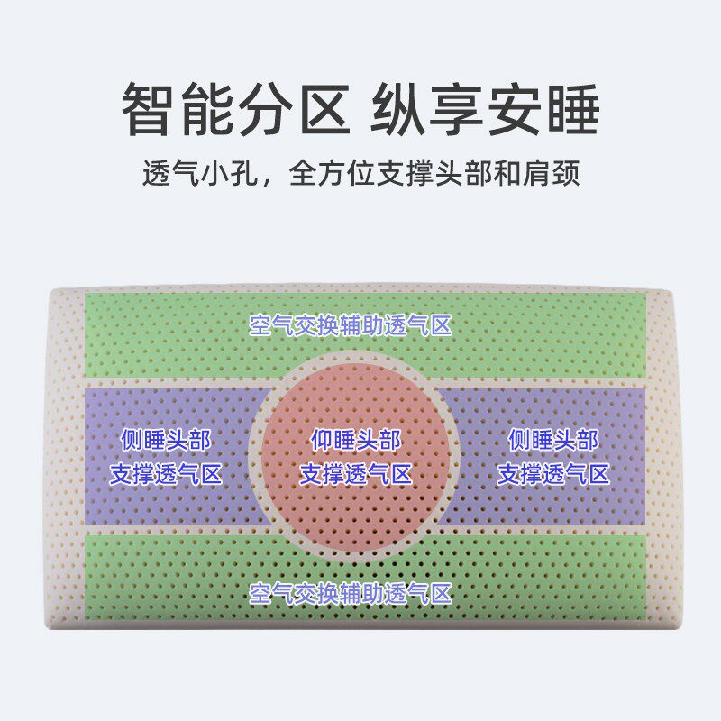 特拉雷乳胶枕成人枕头护颈椎助睡眠泰国天然橡胶枕芯面包枕高枕冬
