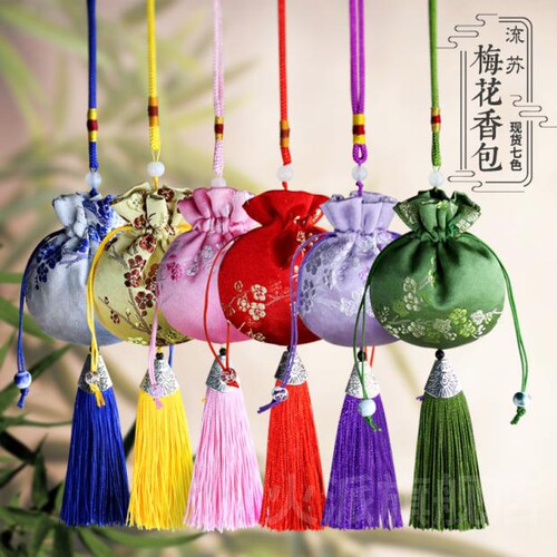 新品古风香囊端午节香包荷包中国风艾草随身香袋绸缎空袋定制logo
