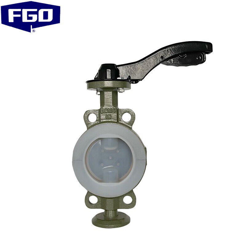 FGO铸钢衬四氟对夹式衬氟蝶阀高温耐酸碱耐腐蚀D71F4-16C规DN125