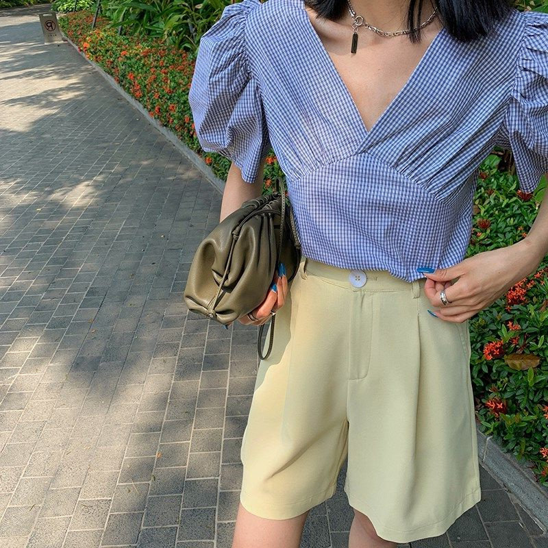大码女装胖妹妹mm垂感西装阔腿短裤夏季高腰宽松显瘦五分裤200斤