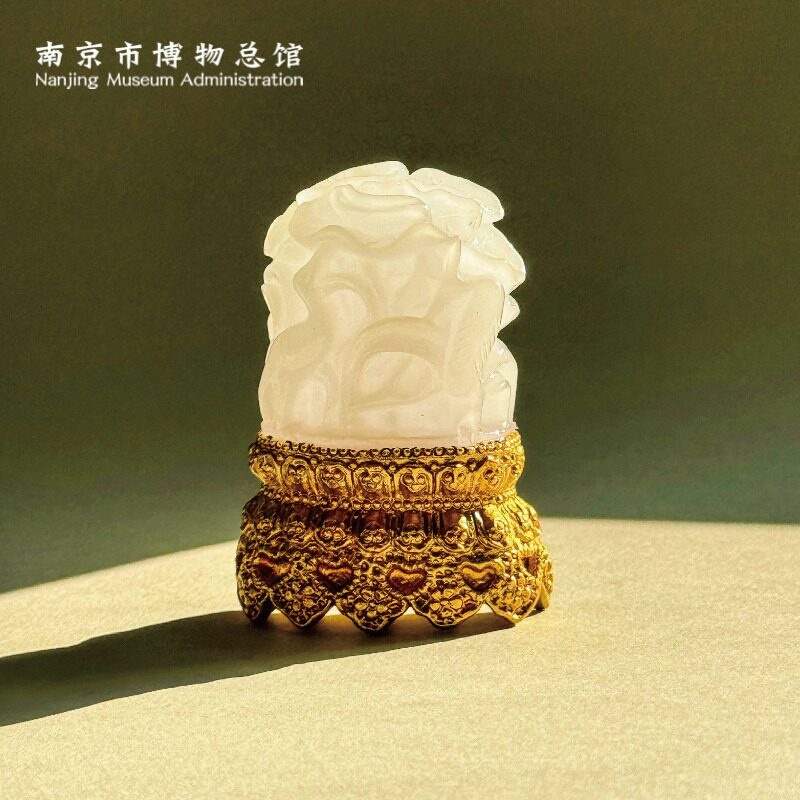 南京博物馆文创荷鹭纹金镶玉立体冰箱贴玉堂佳器复古南京伴手礼