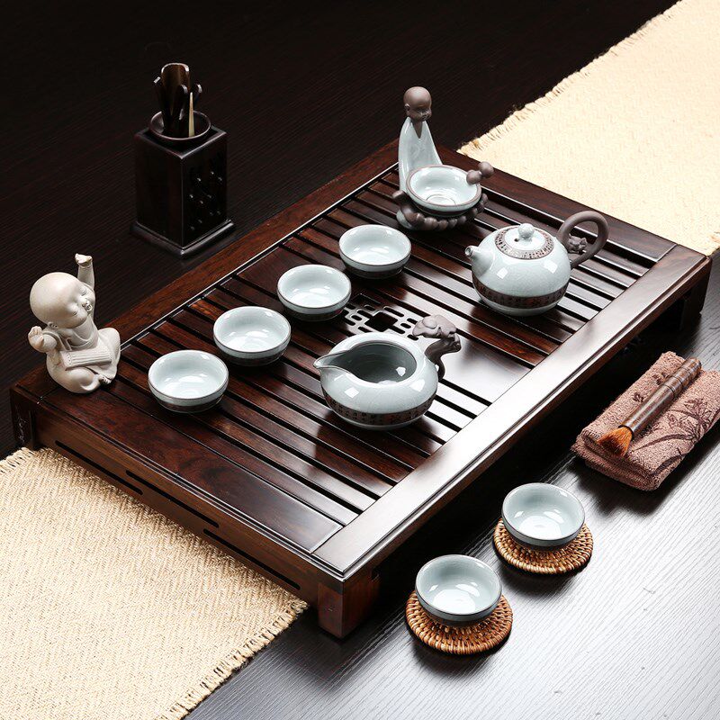 友尚黑檀木茶盘茶具套装整套紫砂壶功夫茶杯实木简约茶海储水茶台