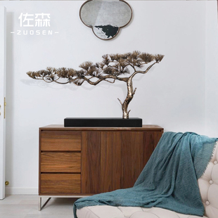 酒店大堂铁艺金属样板间客厅玄关装 饰艺术品 招财迎客松摆件 佐森