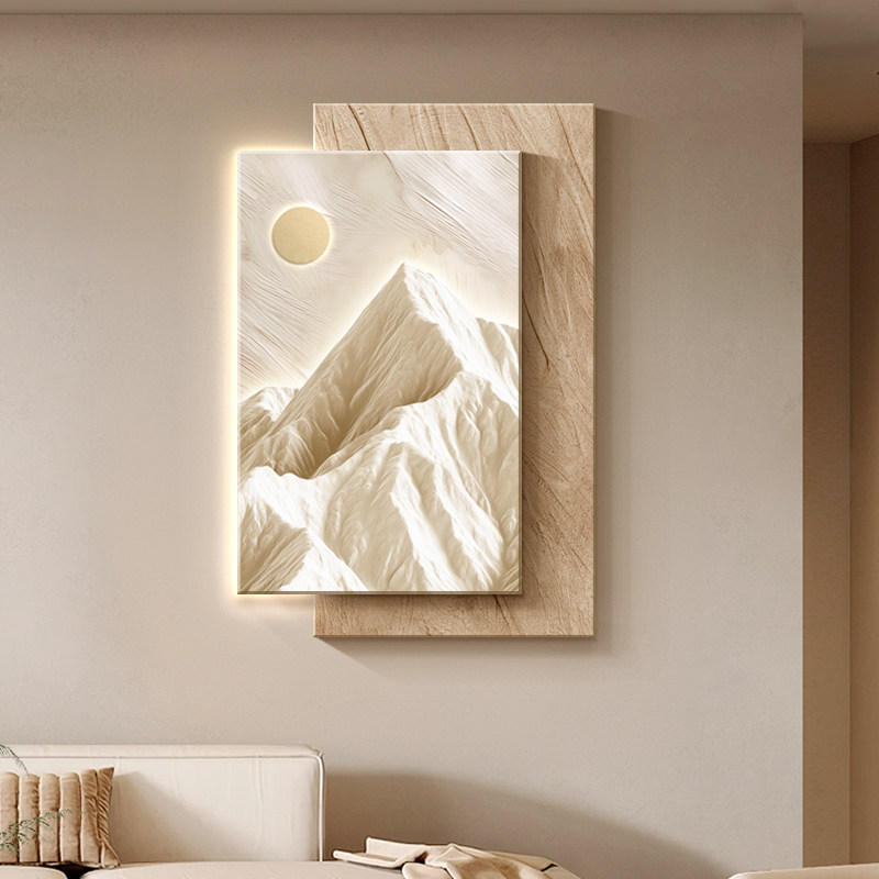 奶油风客厅沙发背景墙装饰画轻奢高级感山水壁画入户玄关走廊挂画