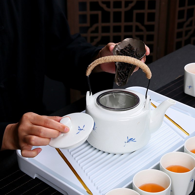 小清新青花茶壶提梁壶带过滤泡茶壶家用功夫茶具陶瓷茶水壶泡茶器