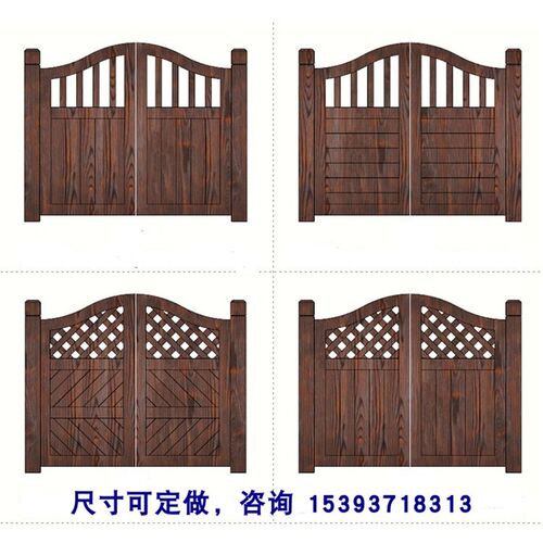 户外白色栅栏门庭院防腐木围栏花园木门学校幼儿园弧形木护栏厂家