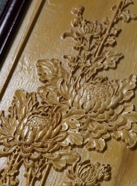 东阳木雕房间玄关客厅沙发背景墙壁家居装饰挂屏组合香樟实木挂件