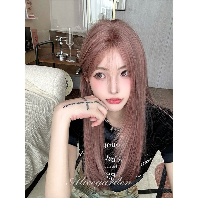 AG假发女网红长发lolita桃夭长歌 修脸前额蕾丝直发jk全头套