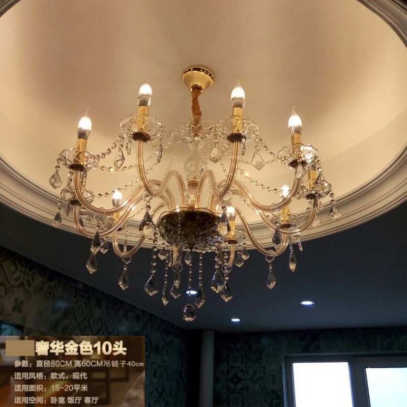 欧式水晶灯客厅蜡烛吊灯6头/8头透明玻璃婚庆酒店ktv卧室复式楼灯