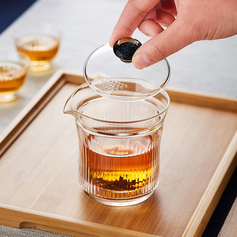 便携旅行泡茶器功夫茶具高档双层玻璃盖碗品杯套装带过滤一壶三杯