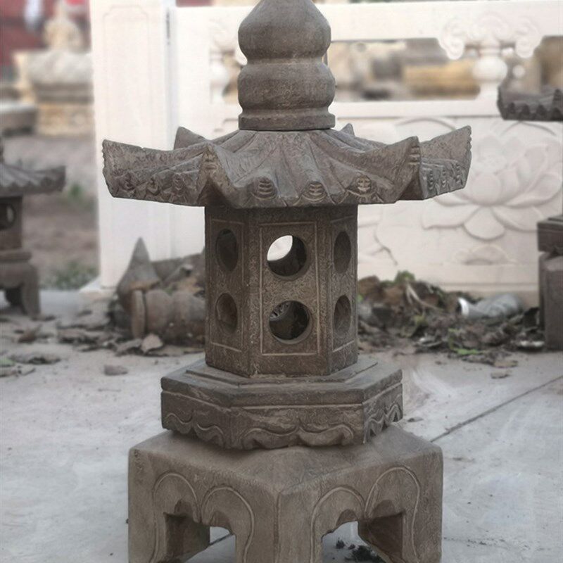 中式庭院户外复古青石灯笼花园草地灯茶酒楼石雕仿古装饰石灯摆件