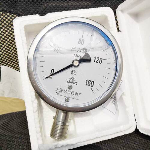 YN100BF不锈钢耐震压力表 0-100 160MPA超高压兆帕压力表316材质