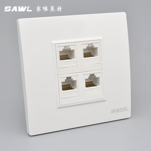 4口网线插座86型86型RJ45网络模块4位免打电脑口开关四口信息面板