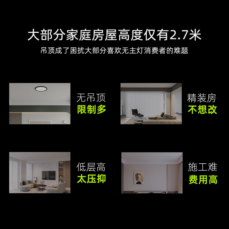 魅光照明 超薄明装磁吸轨道灯无主灯全屋套餐组合客厅餐厅灯具
