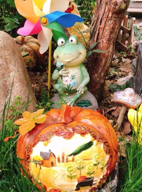 田园家居庭院装饰吉祥礼物手工雕刻美式乡村复古南瓜摆件