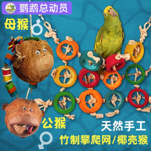 鹦鹉玩具攀爬网互动啃咬解闷自嗨发泄觅食java中大型栖木玄凤牡丹