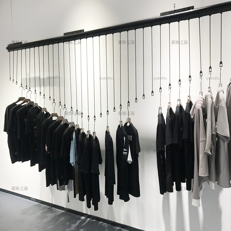 简约上墙货架展示架男女服装店吊顶悬挂衣服架吊挂衣服铁艺挂衣架