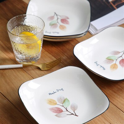 釉下创意陶瓷盘子餐具套装色釉家用圆盘碟四方盘子菜盘微波炉可用