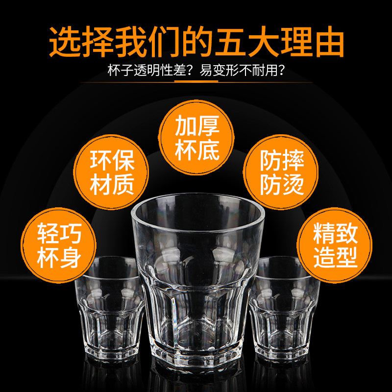 亚克力塑料八角杯透明啤酒杯子加厚防摔酒吧KTV小白酒杯家用杯架