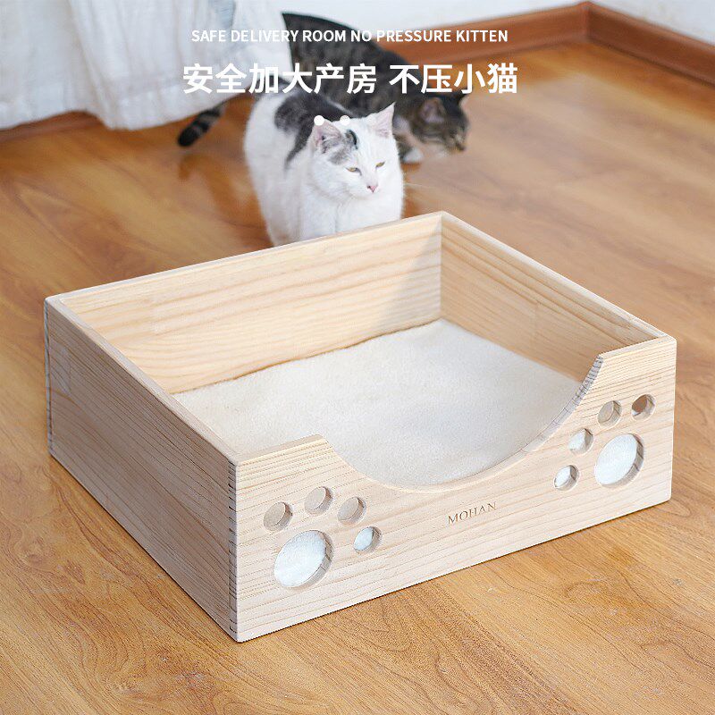 实木猫咪产房箱子狗窝猫窝幼崽房大型产箱宠物猫屋四季通用可定制