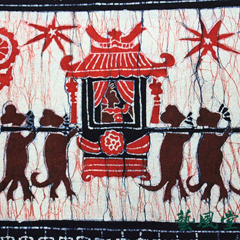 民族手工艺品壁画民俗蜡染画老鼠嫁女餐厅客厅酒吧装饰画布艺挂画