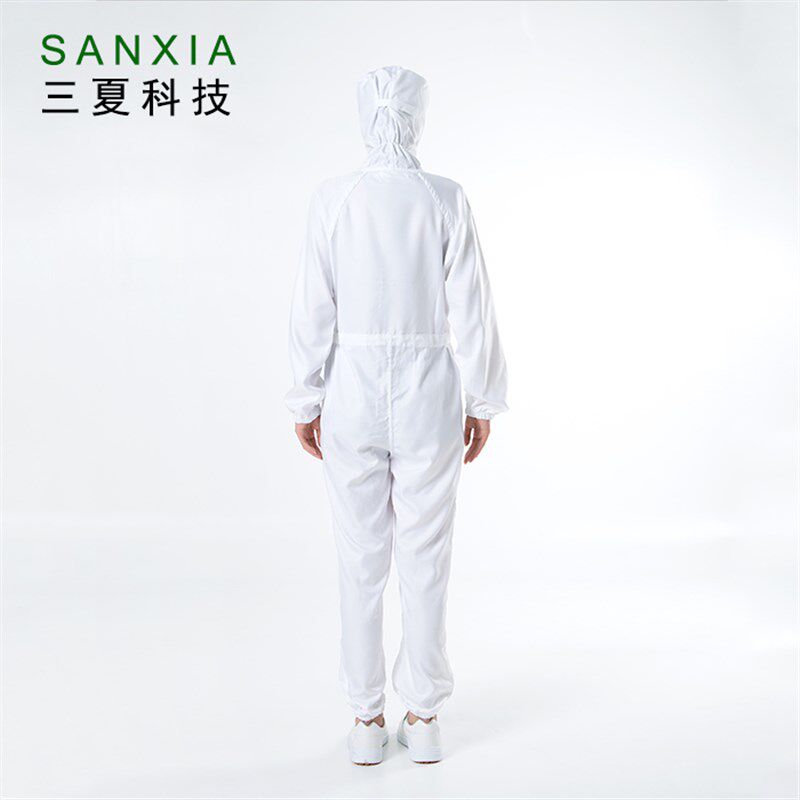 包邮定制食品厂生产加工车间工作服连体套装白色连帽男女通用工服