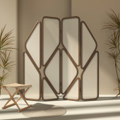 新中式 实木屏风隔断客厅入户玄关遮挡茶室办公室酒店圆框镂空折屏