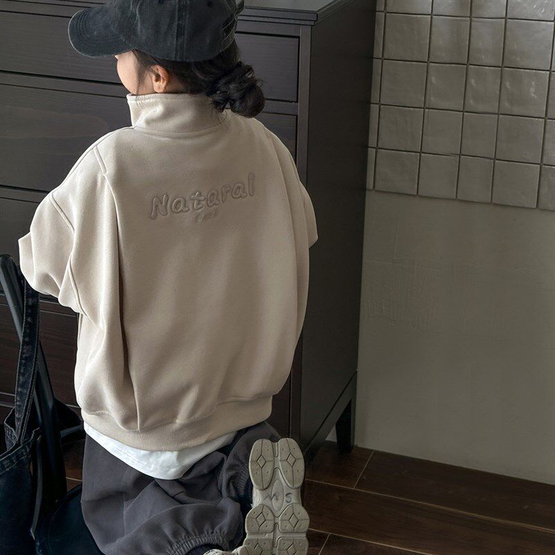韩国童装女童外套秋冬装儿童加绒加厚衣服2024新款洋气摇粒绒卫衣