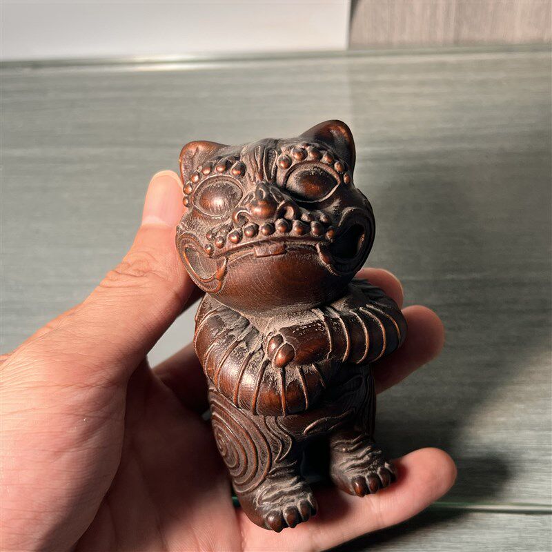 古玩杂项收藏 桧木 木雕老虎虎爷手把件 摆件