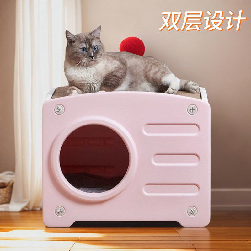 猫窝猫抓板一体款四季通用床头柜猫屋别墅超大号夏天宠物猫咪凉窝