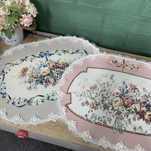 欧式玫瑰餐垫隔热轻奢防水餐桌垫防油防烫皮革感家用垫子新品