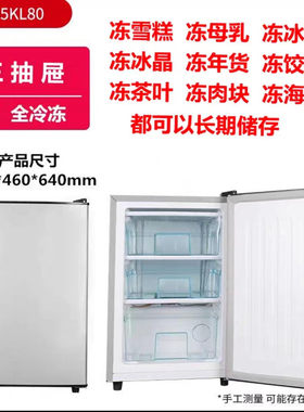 冰熊冰箱小冷柜小型家用全冷冻小冰箱迷你冻母乳冷柜侧开门抽屉式