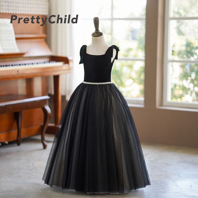 女童晚礼服轻奢小众高端钢琴演奏小提琴演出服主持人生日公主裙