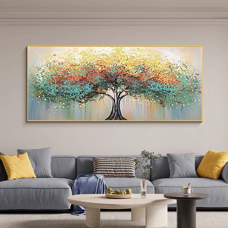 客厅横幅大尺寸diy数字油画填充摇钱树高端风景画中国风填色画画